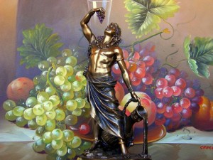 Baco e uvas - escultura