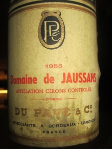  Garrafa de vinho AOC Cérons de 1955, que degustei recentemente numa cave do Château Magnol, no Haut-Médoc